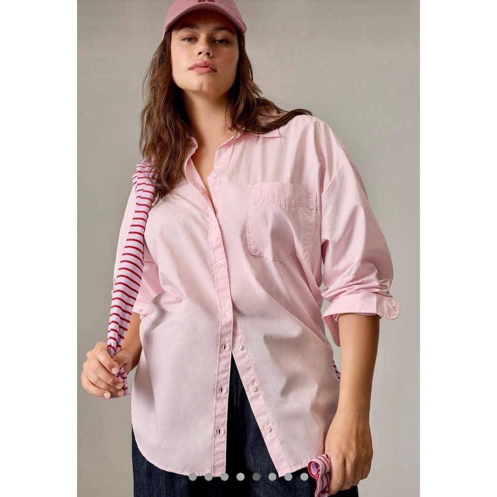 Anthropologie‎ Bennett button down shirt by Maeve, pink, size M